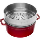 Staub Cocotte mit D&auml;mpfeinsatz kirschrot 26 cm rund...