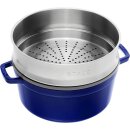 Staub Cocotte mit D&auml;mpfeinsatz dunkelblau 26 cm rund...