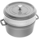 Staub Cocotte mit D&auml;mpfeinsatz grafitgrau 26 cm rund...