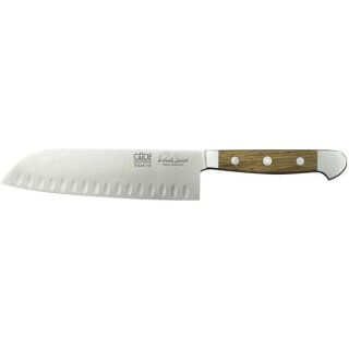 Santoku mit Kullenschliff 18 cm Klinge Serie Alpha Fasseiche von G&uuml;de